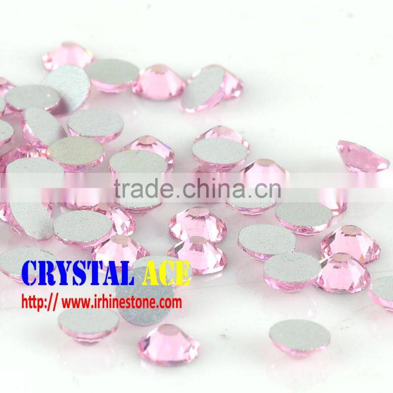high quality Pink non hotfix beads, flat siver back
