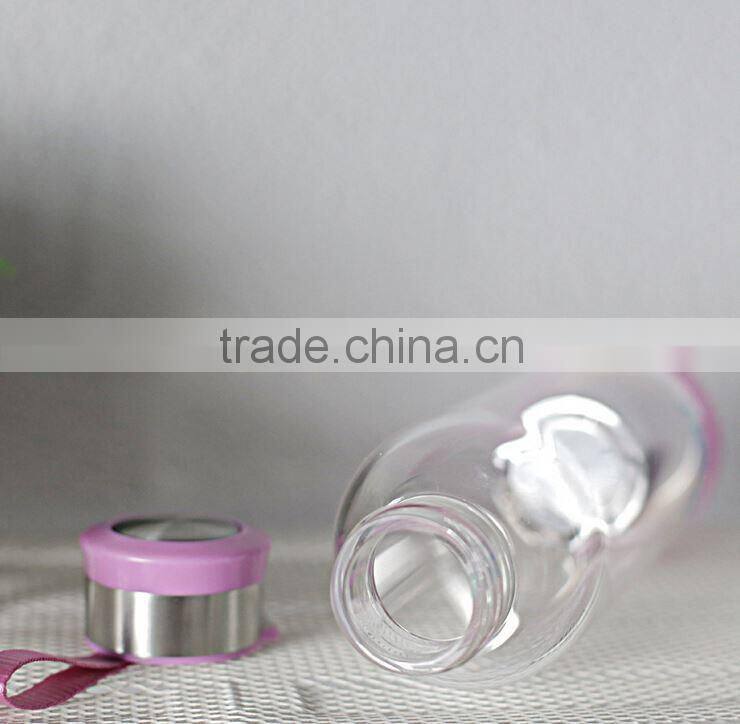 500ml car sport outdoor Portable Sports High Borosilicate Tea Filter Glass Water Bottle with Tea Infuser 2015