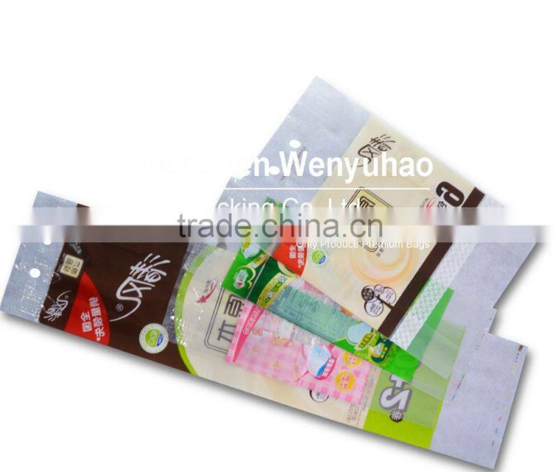 factory wholesale custom size side gusset plastic packing bag for tissue with custom printing