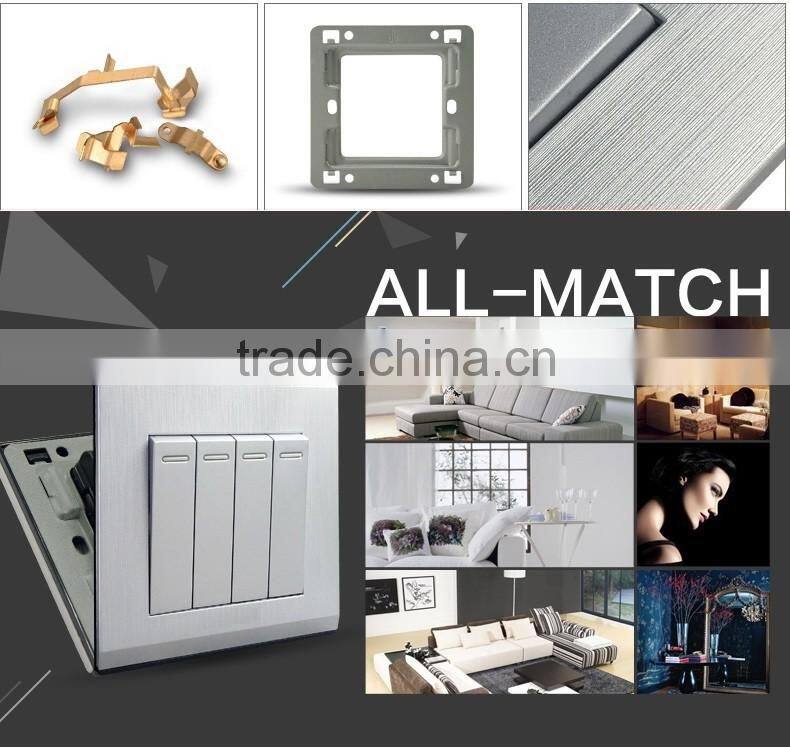 3D PC brushed like matel brushed design BS Standard touch switch 1 gang 1 way wall switch