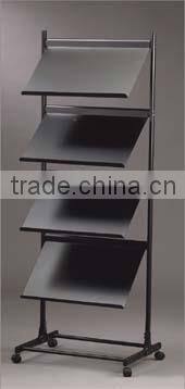 4 tier black magazines and newspapers stand