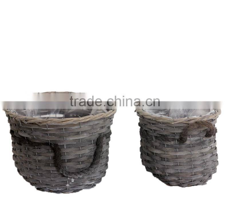 2pcs factory direct supply oval garden flower basket with handle