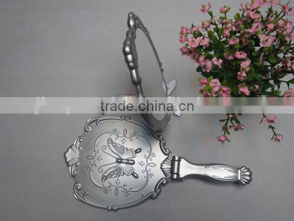 young girls anti broken handy makeup mirror /single side embrossed butterfly handheld mirror
