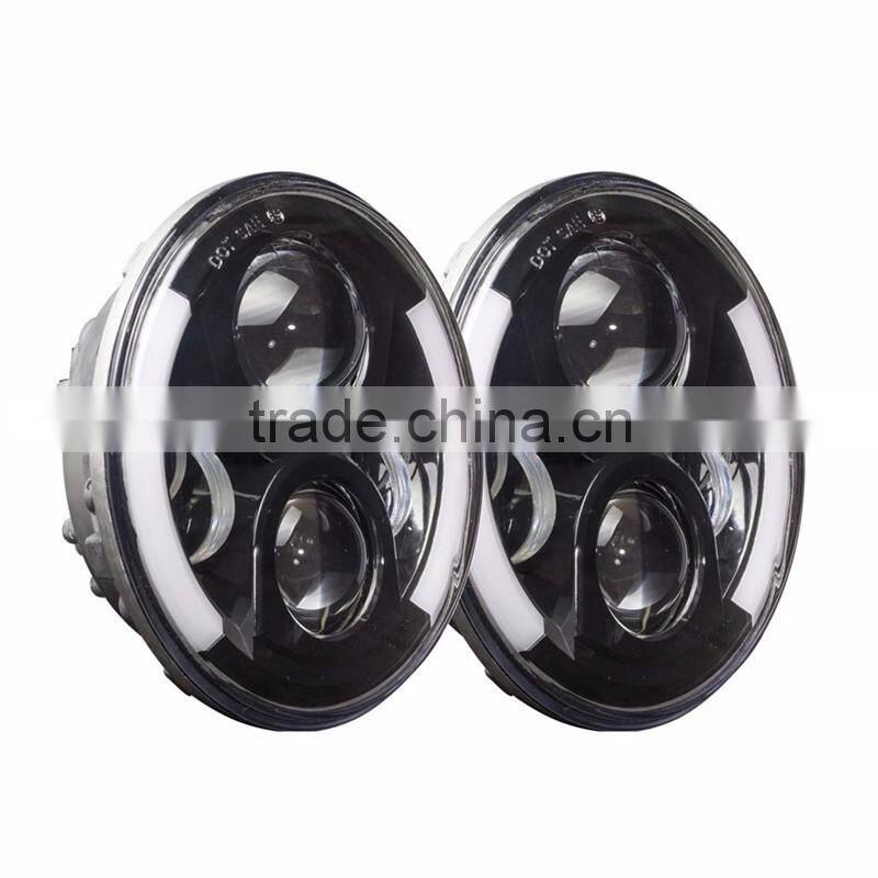 80w 7" Halo Led Headlight Round 7inch H4 Hi/Low Beam 7INCH LED Headlights DRL Led Car Headlamp for Jeep Wrangler JK, TJ, CJ