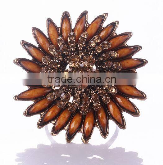 vintage flower shape rhinestones metal alloy napkin rings