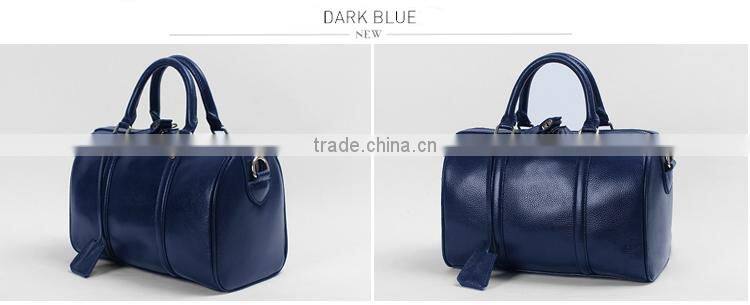 2016 new style guangzhou leather handbags top cowhide handbag boston bag for women