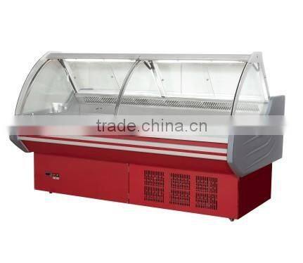 Deli case/supermarket refrigerator showcase/curved glass serve over cooler