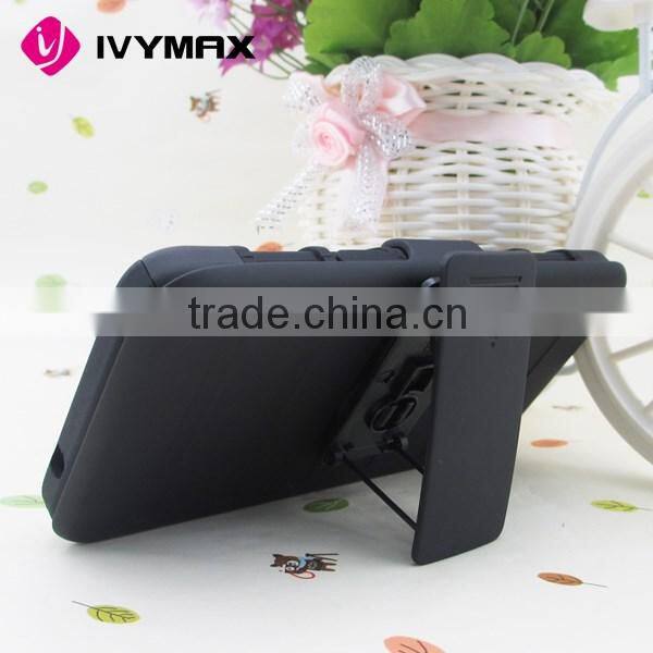 IVYMAX distributor de accesorios para celulares black clip holster combo case for samsung grand prime G530 with kickstand