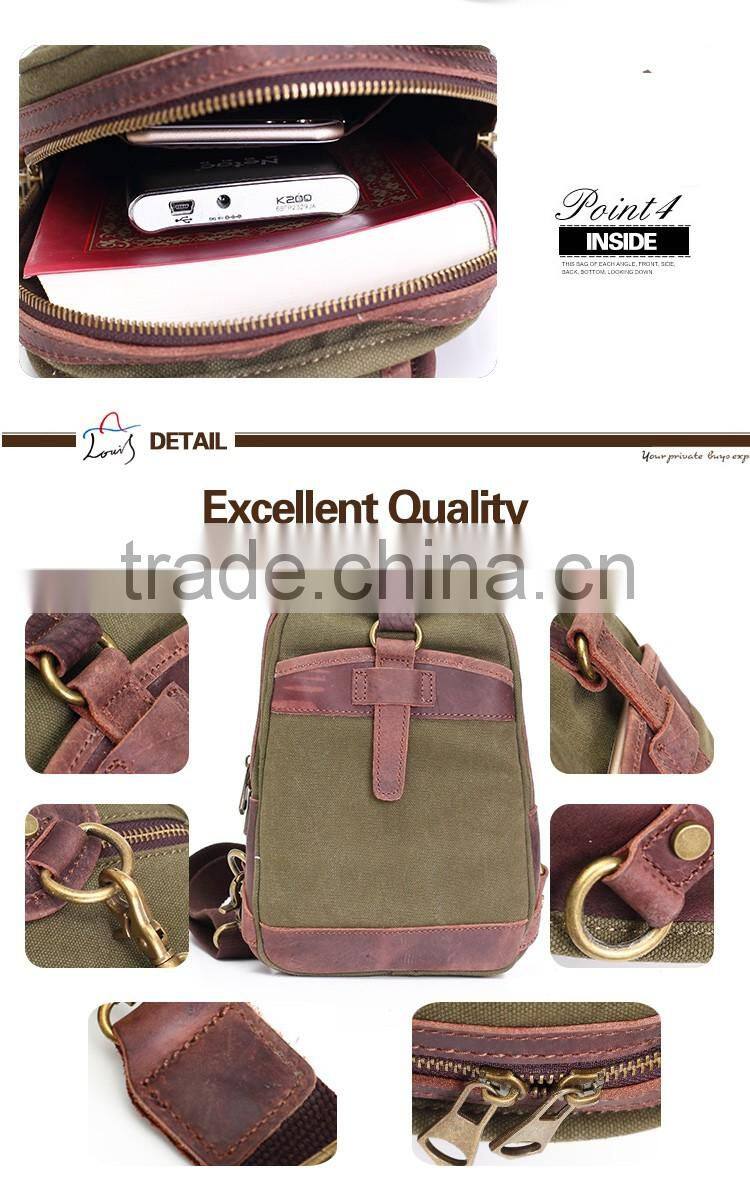 hot sales cheap canvas rucksack with leather rucksack