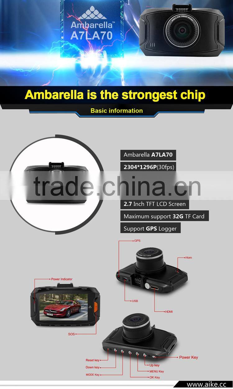 New Original GS90C Ambarella A7LA70 1296P 1080P Full HD Car DVR Camera Driving Video Recorder 2.7"LCD G-Sensor GPS Dash Cam