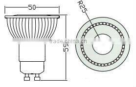 cob led hotel spotlight gu10 100-240V 5W 60 degree dimmable