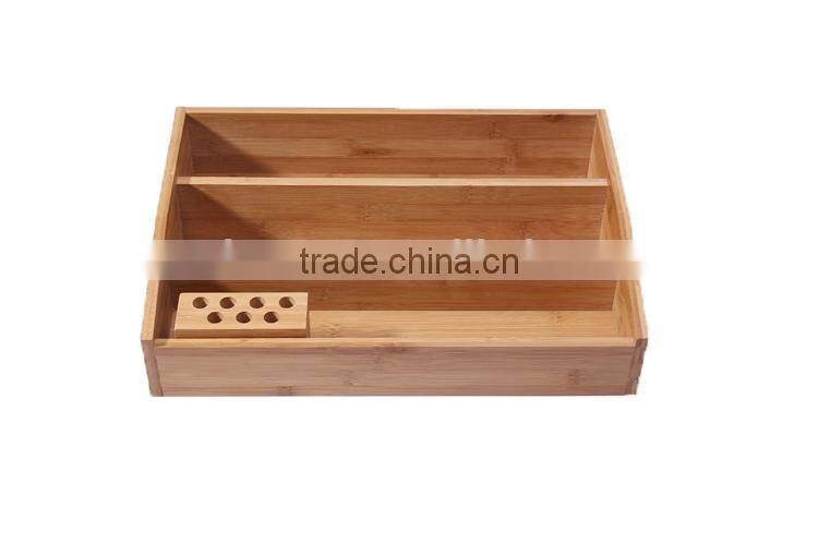 Hot Selling ! 2015 New Model 100% Bamboo Desk Organizer Cosmetics Storage Box