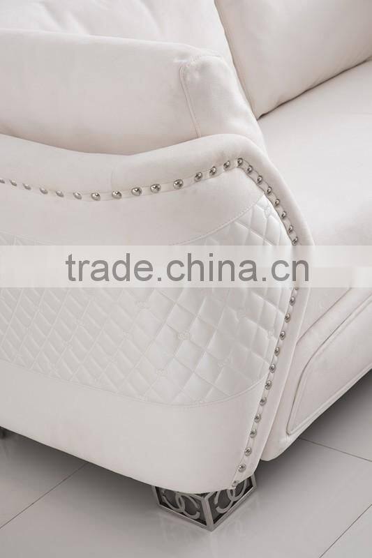 Luxury Italian New Classic White Fabric Sofa Set 1+2+3 AL045