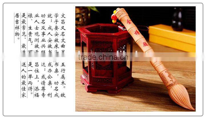 Peach wooden wen chang pen decoration