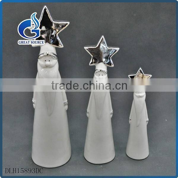 wholesale porcelain christmas standing santa claus figurines with star
