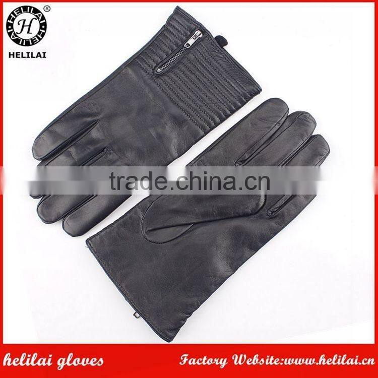 Helilai Customized Quilted and Zipper Cashmere Lined Man Leather GLove