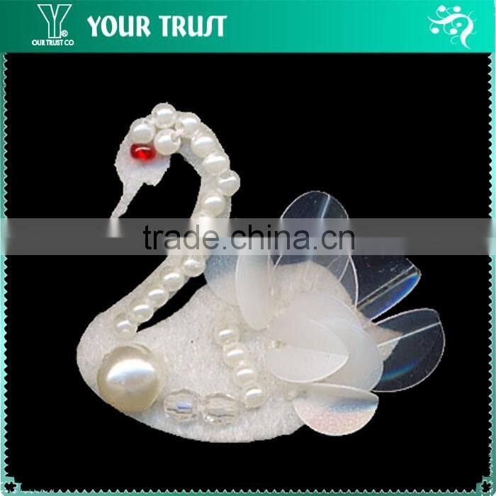 Handmade Bead Black Swan Decorative Flower For Dresses Gift Crafts