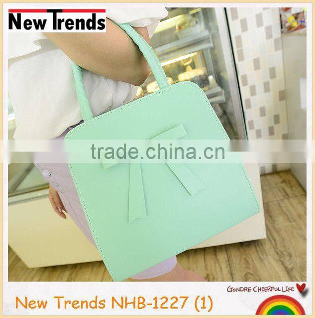 Fashion pastel pink bow PU handbag