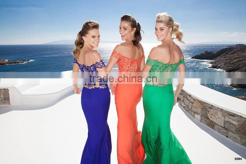 Latest design Sexy Royal blue Orange Big size Mermaid Long evening dress evening gown vestido de noche verde (YASA-812)