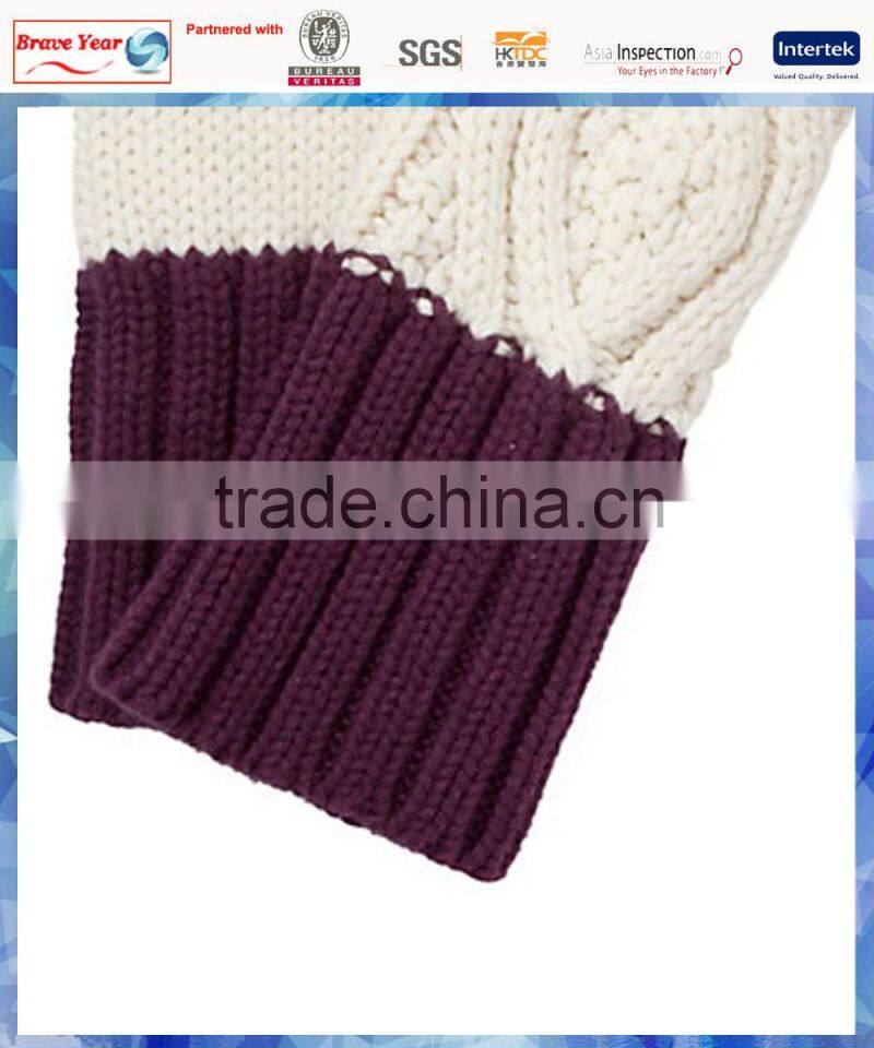 long cuff cable knitted half finger gloves for women