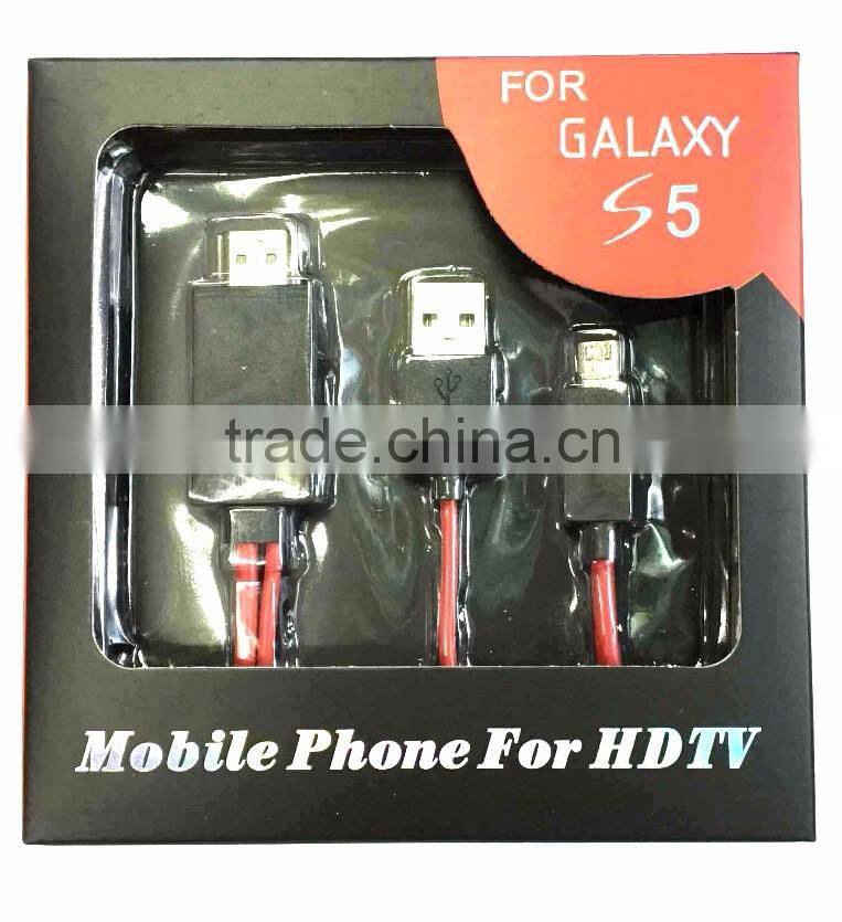 New red line MHL cable! 1080P MHL to HDM I cable for Samsung Galaxy S3 S4