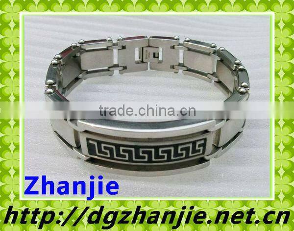 the Great Wall pattern laser engraved men stainless steel bracelet bangle