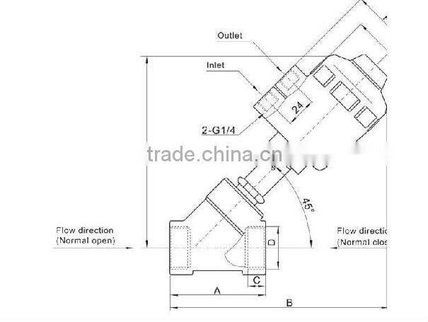JZF-15 1/2'' Ports Pneumatic Angle Seat Piston Valve two-way