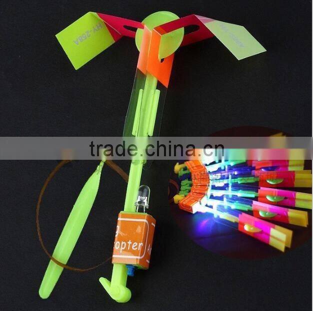 Kid Games Toy Elastic LED Flying Rotating Rocket Arrow Helicopter Kids