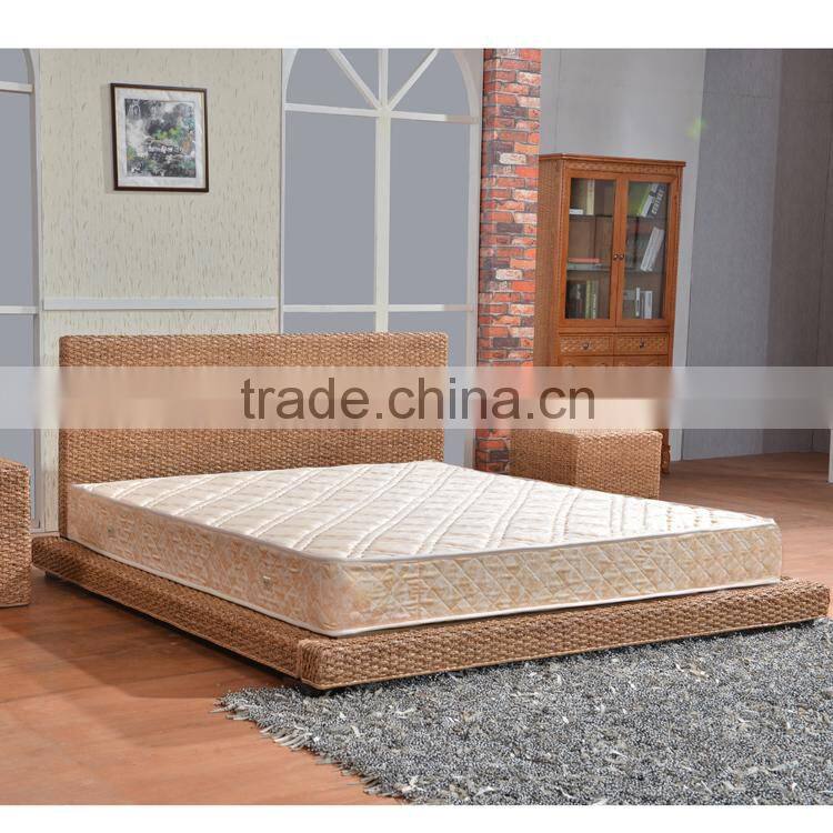 Acacia wood bedroom set furniture - water hyacinth material hand weaving furniture