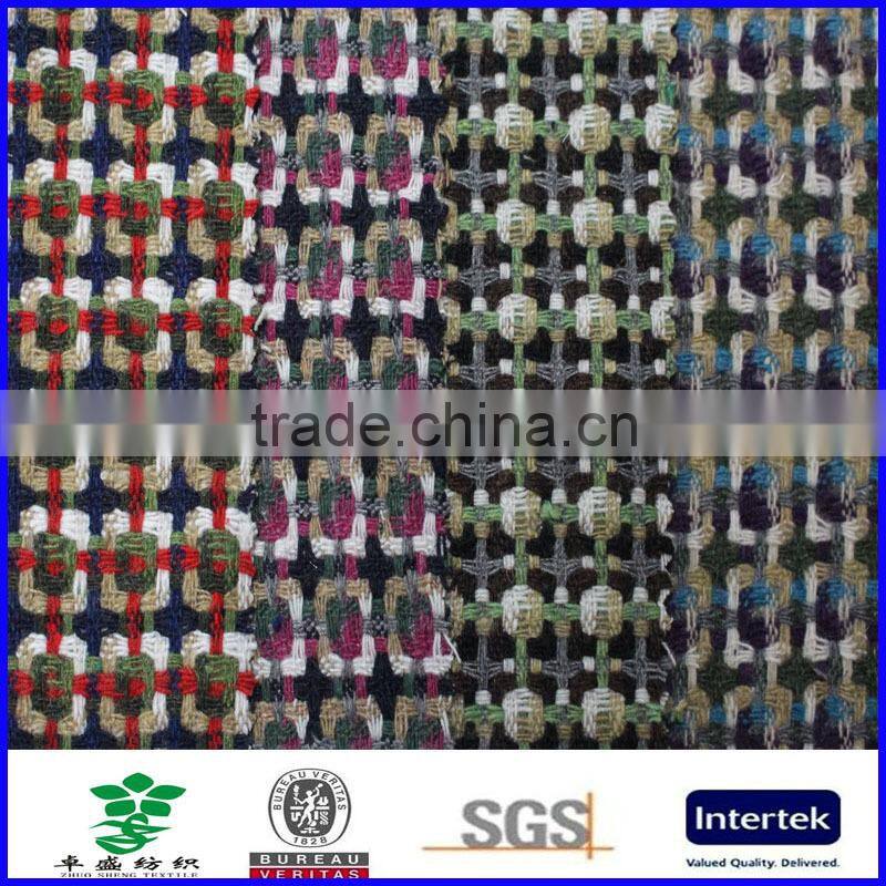 Fall winter yarn dyed knit plaid blend acryilic polyester wool fabric wholesale