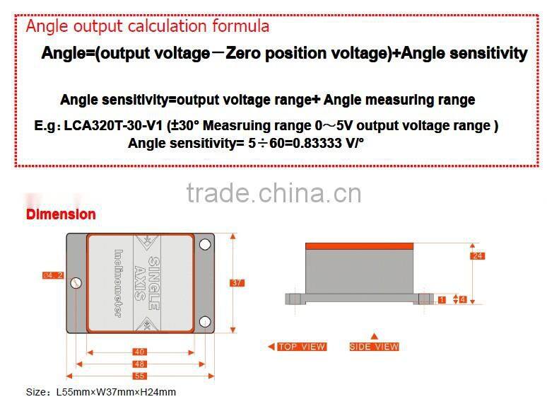 LCA320 Low cost MEMS Based Analog Inclinometer With 0-5V or 0.5-4.5V optional , No-contact and Can Real Time Output