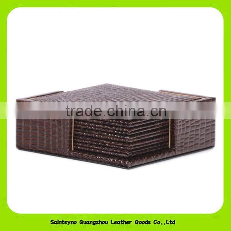 12*12cm Oil-proof Crocodile Leather Printed Set of 4 Square Coasters 16035