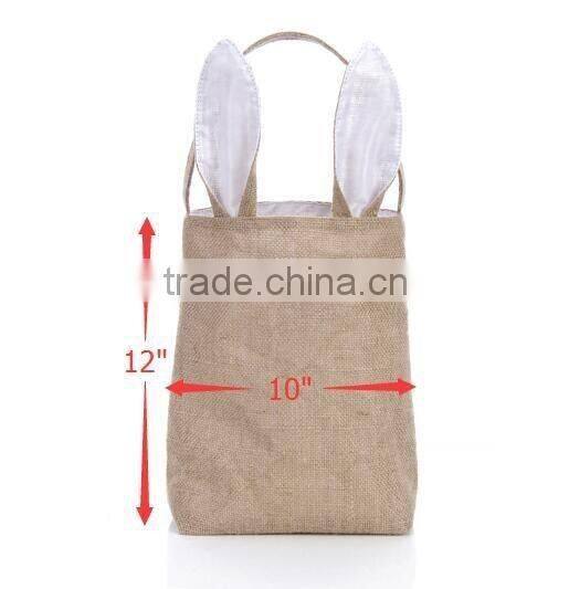 Stcoked Monogrammable Burlap Bunny Easter gift bag