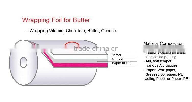High quality printed greaseproof aluminum foil butter package