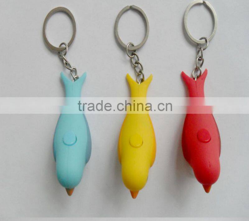 cute bird singing led light pvc key ring key chain