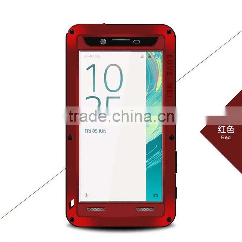 For Sony Xperia X Case Love Mei Powerful Rugged Waterproof Shockproof Dirtproof Case with Glass Metal Aluminum case
