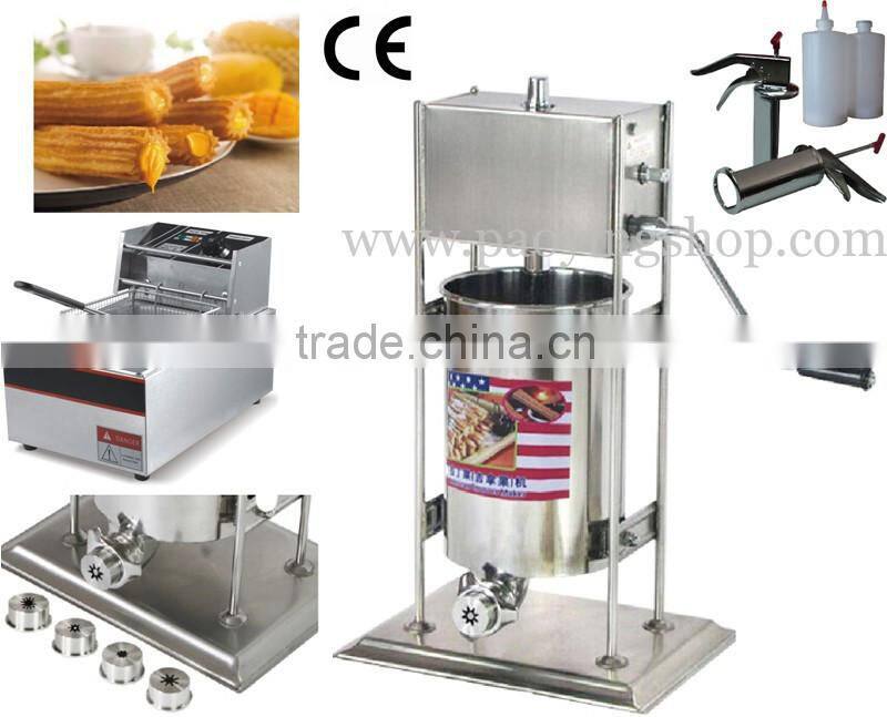 (3 in 1) Commercial Use Manual Spanish 12L Churro Maker + 110v 220v Electric 6L Deep Fryer + 1L Churros Filling Machine