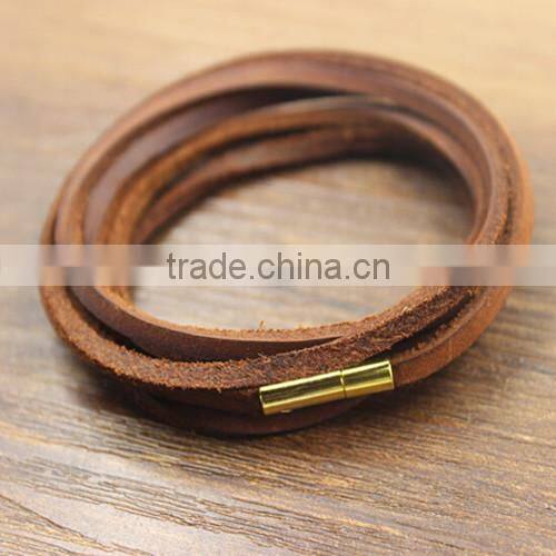 Best quality 10mm flat real leather cord for pet collar chain bracelet necklace flat leather string