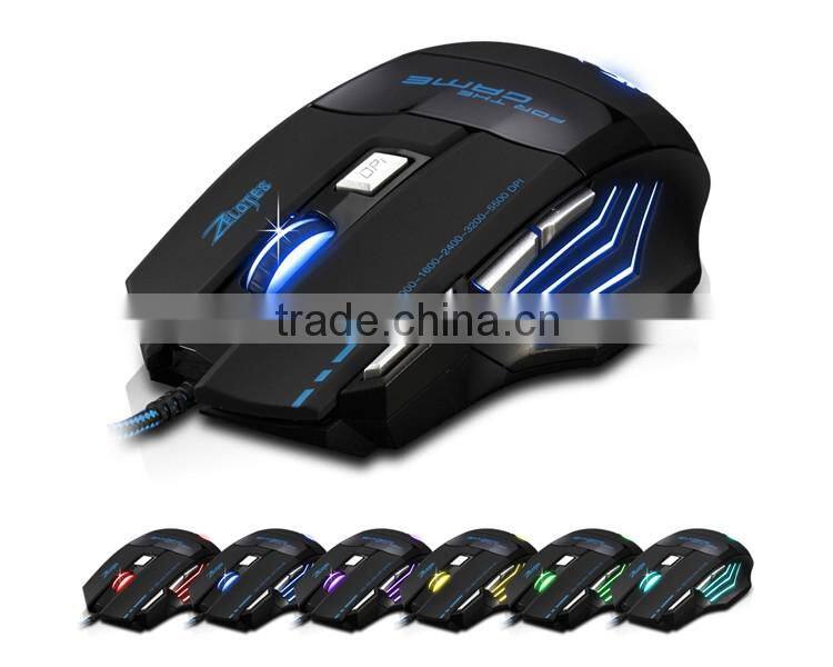 Zelotes 5500 DPI 7 Button LED Optical USB for Wired Gaming Mouse Mice