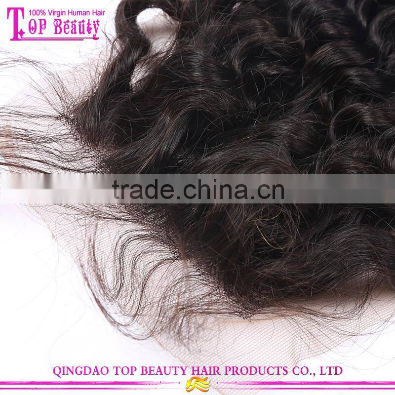 Wholesale virgin indian hair silk base free part closure deep curly invisible part closure