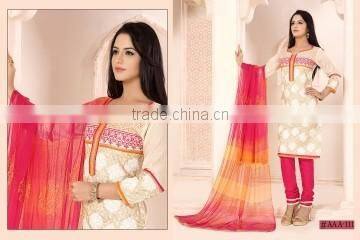 Magnetic Off White Cotton Churidar Suit/best Churidar Suit online shopping