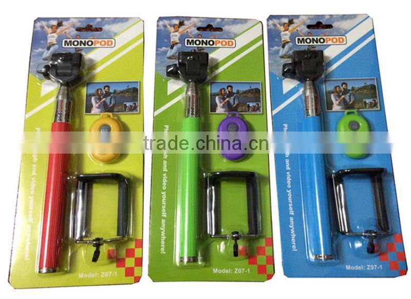 2015 Factory direct wholesale mobile accessory wireless bluetooth Aluminum Material Fashion selfie stick