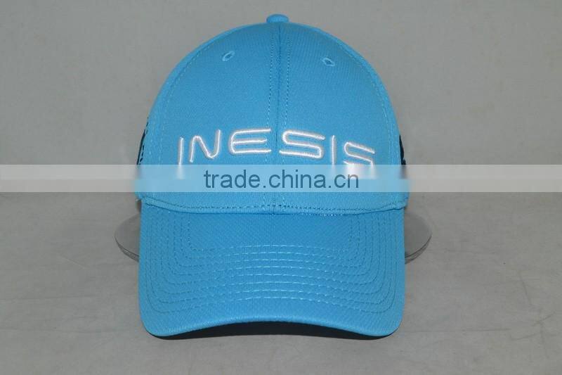 Guangzhou hat factory professional custom 6 panel 100% polyester 3 d embroidery logo light blue Outdoor sports cap