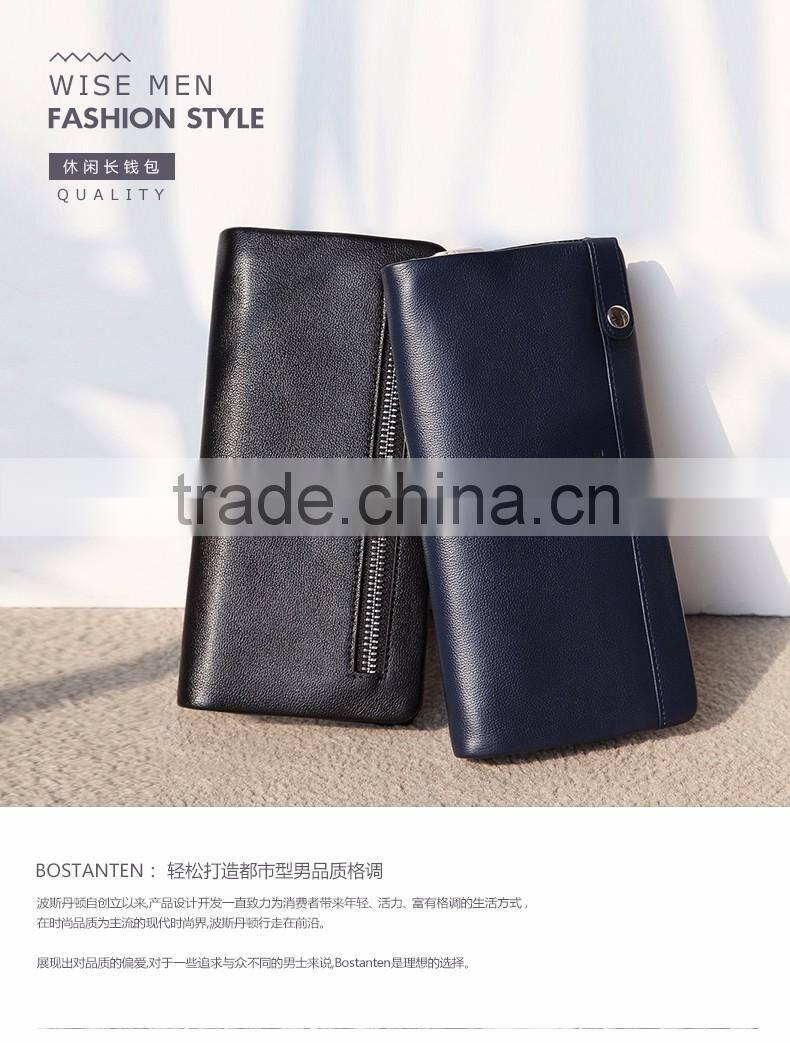 dark blue men leather wallet with coin pocket wholesale men purse