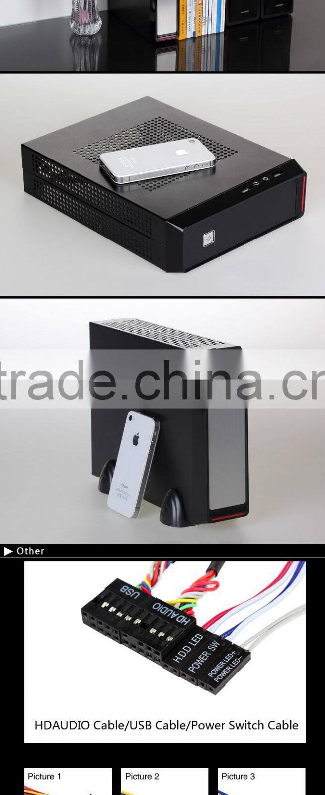 REALAN New Thin Mini ITX Custom Gaming HTPC Computer Case E-2019 with Power Supply (SGCC 0.8mm, 2.5'HDD) OEM