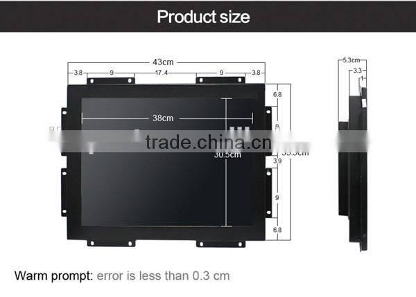 Metal Case 4:3 1280*1024 Open Frame Industrial Control Screen Monitor
