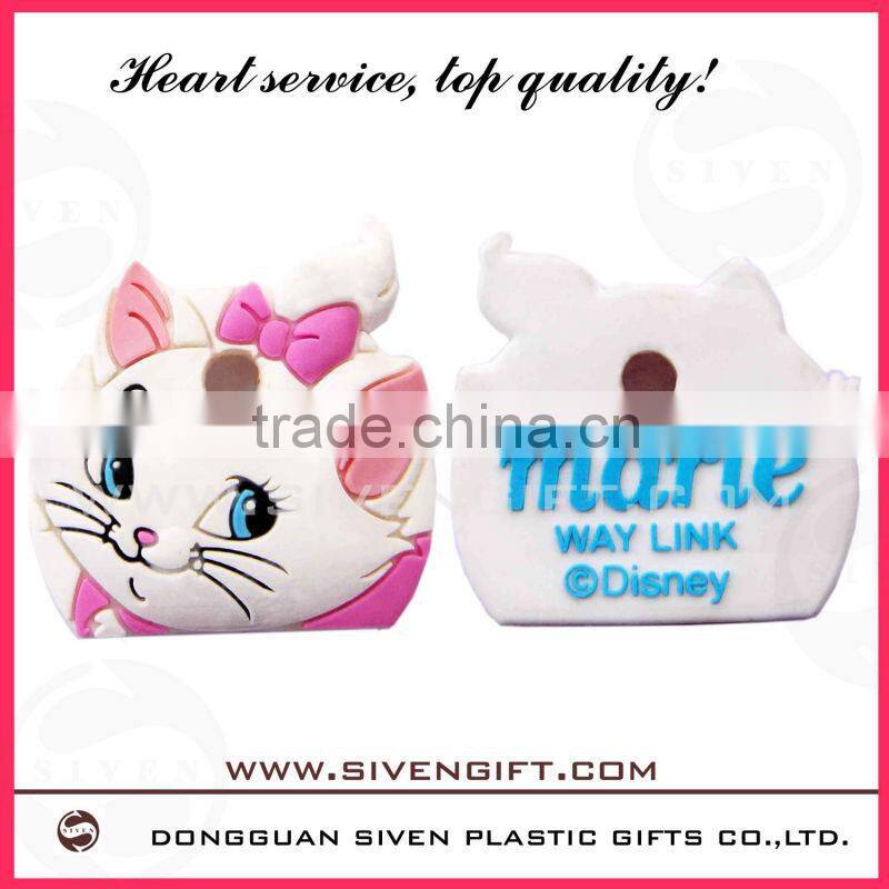 Low price pretty cat shape shoe decoration/sof pvc shoe decoration