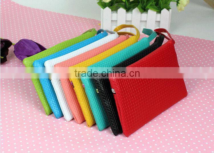 Beauty Women Coin Purse Wallet Woven Mobile Phone Pouch Case Candy Color Mini hand Bag New