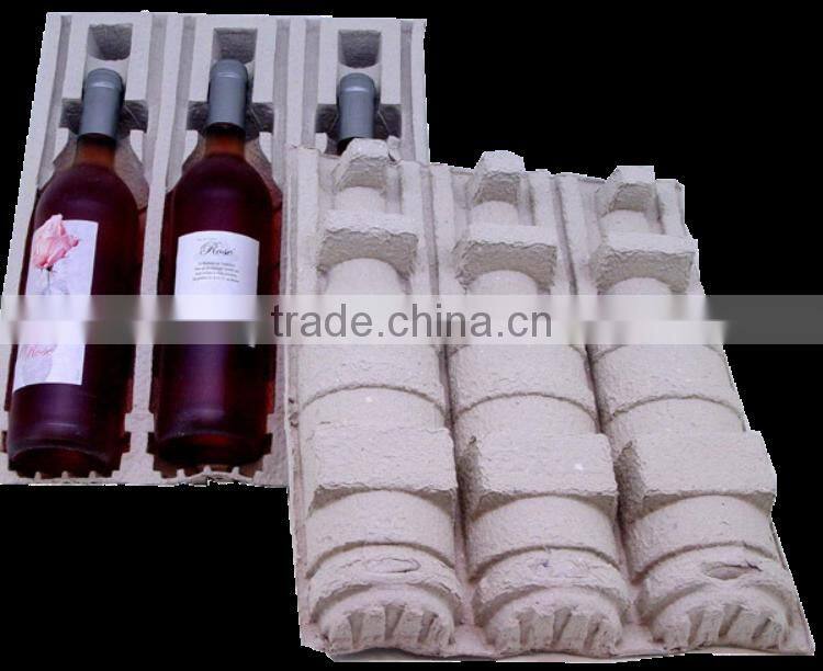 Biodegradable paper pulp wine packaging tray and box