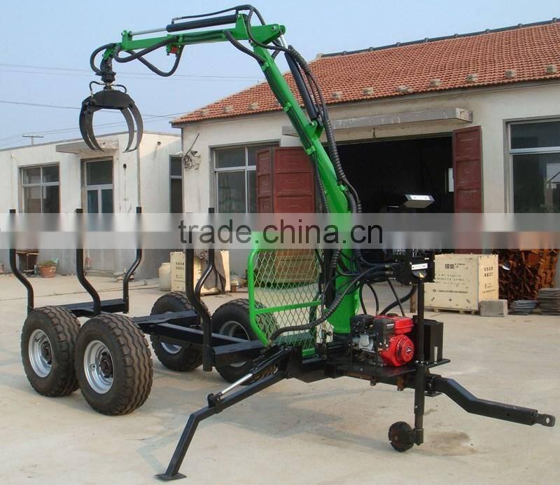 China made ATV or Tractor Mounted Self Powered Log Loader with Trailer For Sale